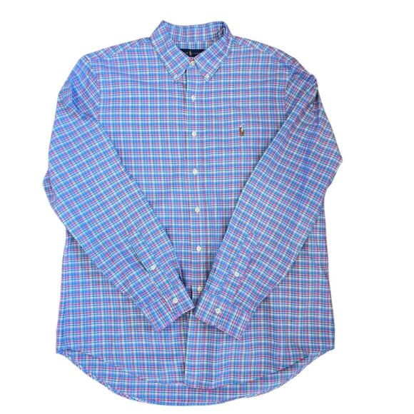 Ralph Lauren Shirt Men’s XL Multicolor Plaid Flesh Pony Long Sleeve Button Down - Picture 2 of 12